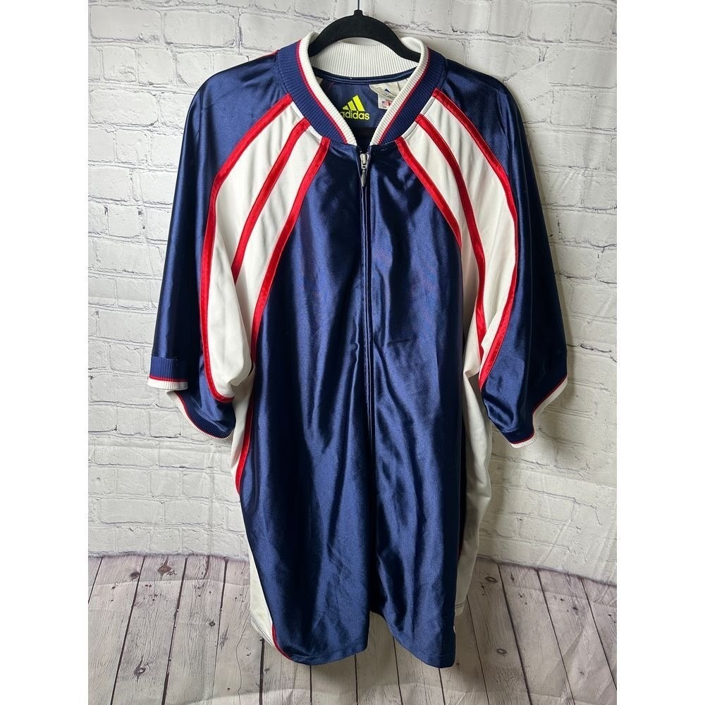 Adidas Vintage Track Jacket Blue White Red Stripes Retro Sportswear
